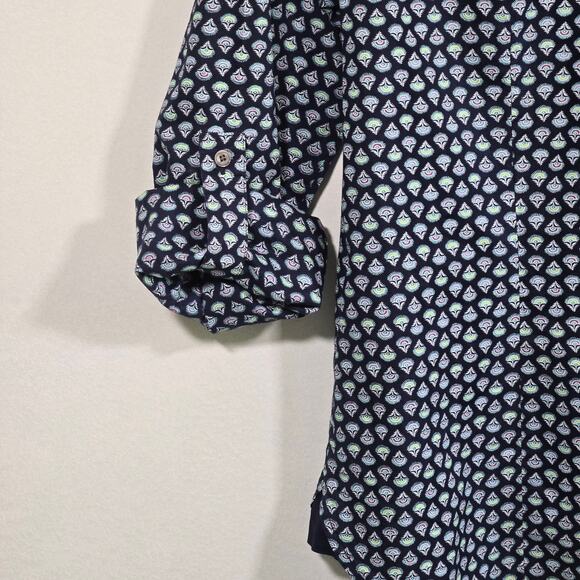 Talbot's Women's Navy Blue Print Blouse. Size 10 - Picture 9 of 10